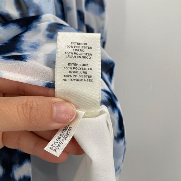 Eliza J Blue Watercolor Animal Print Long Sleeve Cold Shoulder Dress Womens 8 - Picture 7 of 11